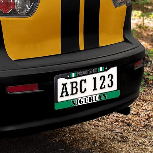 Miniatura 7 de Proud to Be - Marco de matrícula de Nigeria con bandera nigeriana, regalo de recuerdo de país, marco decorativo para placa de matrícula frontal de