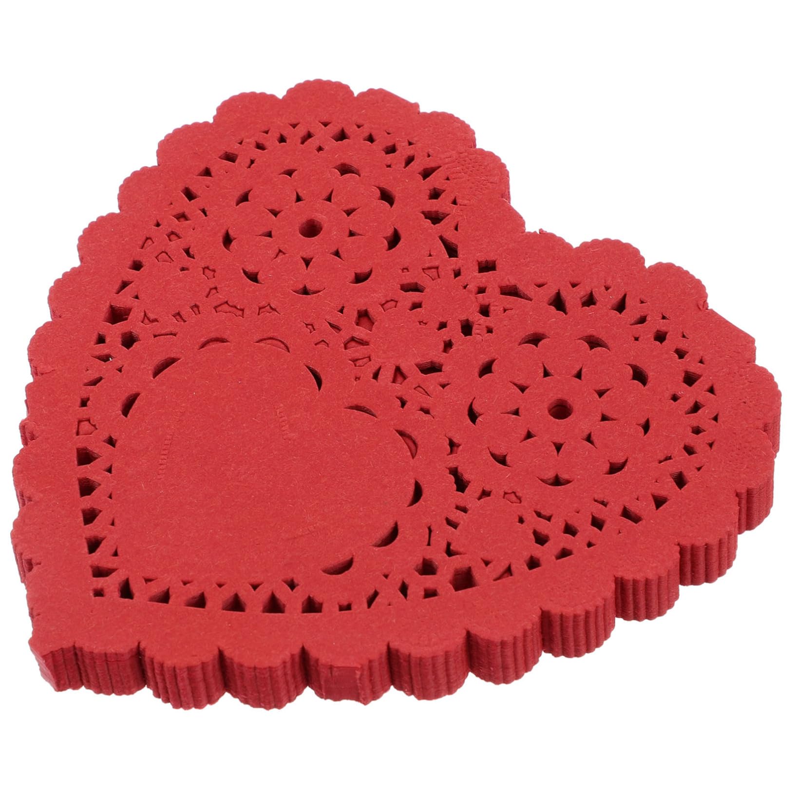 GRIRIW 100Pcs Valentine Themed Heart Shaped Food Paper Lace Pads Cake Oil Blotting Doilies for Desserts Cakes and Party Decorations