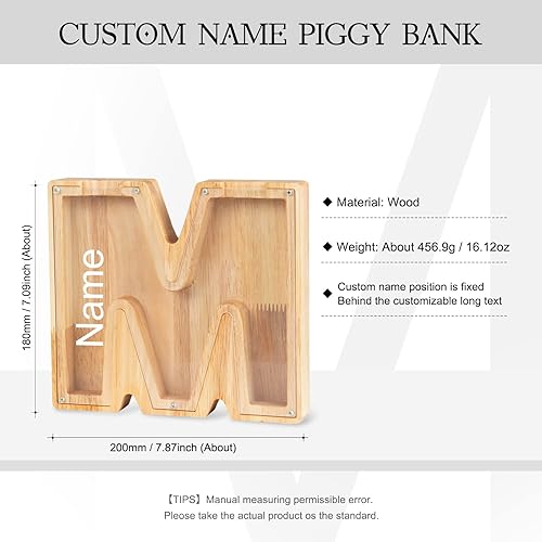 Miniatura 2 de Alcancía de madera, nombre y texto personalizado, caja de dinero, alcancía de madera, regalo educativo para niños, regalo de cumpleaños de Navidad,