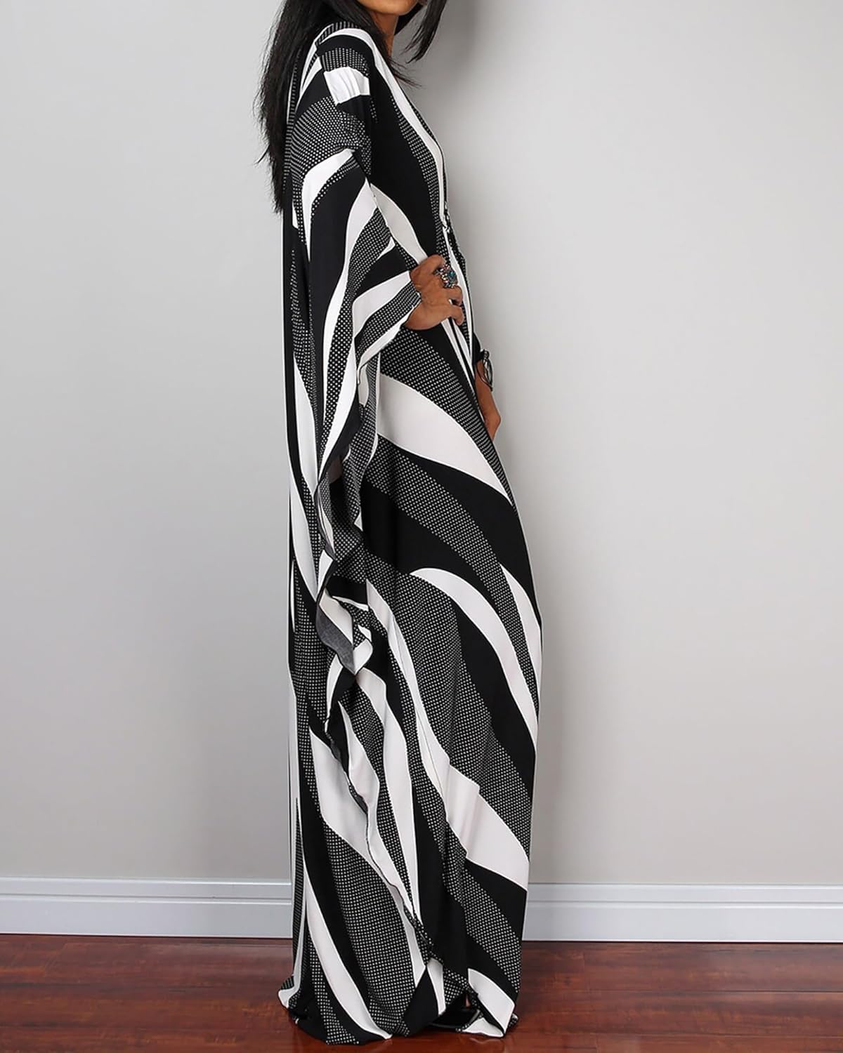 Bsubseach Women Ethnic Print Kaftan Beach Dress Plus Size Swimsuit Cover Up - Image 4