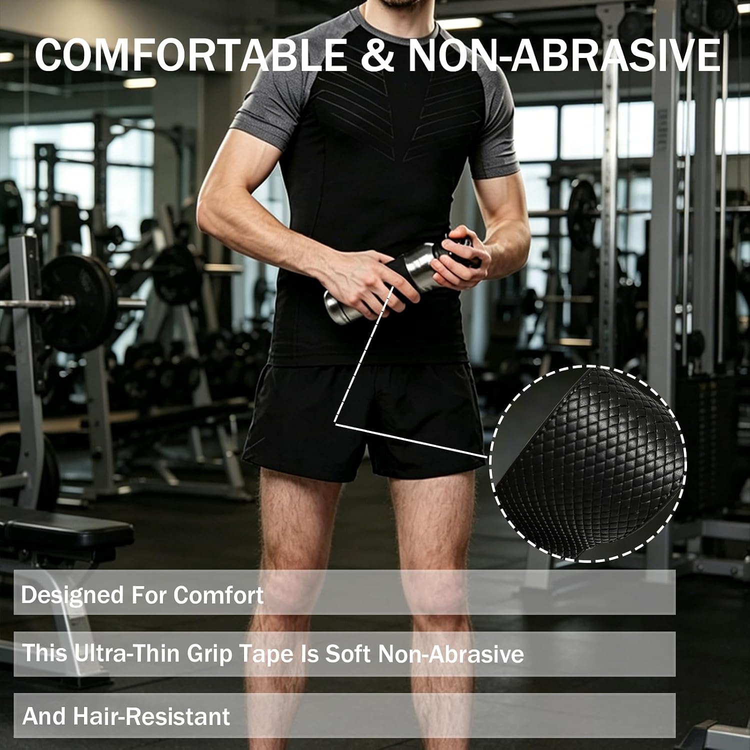 Rubber Grip Tape 2Inch x 20FT Black, Grip Tape for Handles with Grip and Comfort, Ultra-Thin Strong Adhesive Anti-Slip Waterproof Heat Resistant Wear-Resistant Cushion Pad for Handles Home Use
