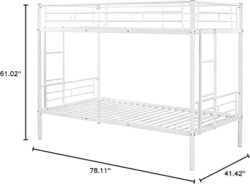 Miniatura 8 de Litera individual sobre individual con nido marco de cama de madera de pino maciza con barandillas de seguridad y escalera se puede separar en 3