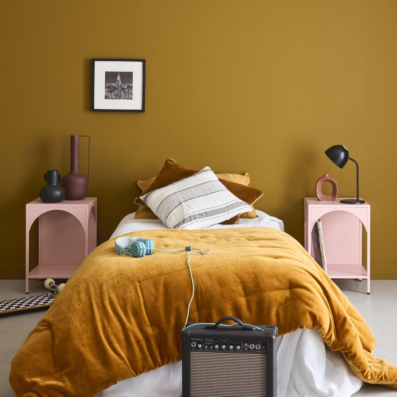 sweeek - Lot de 2 Tables de Chevet. Tables d'appoint en Acier Style Industriel. Rose. L 35 x l 35 x H 52cm