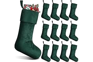 12 Pack Green Velvet Christmas Stockings For the Holidays