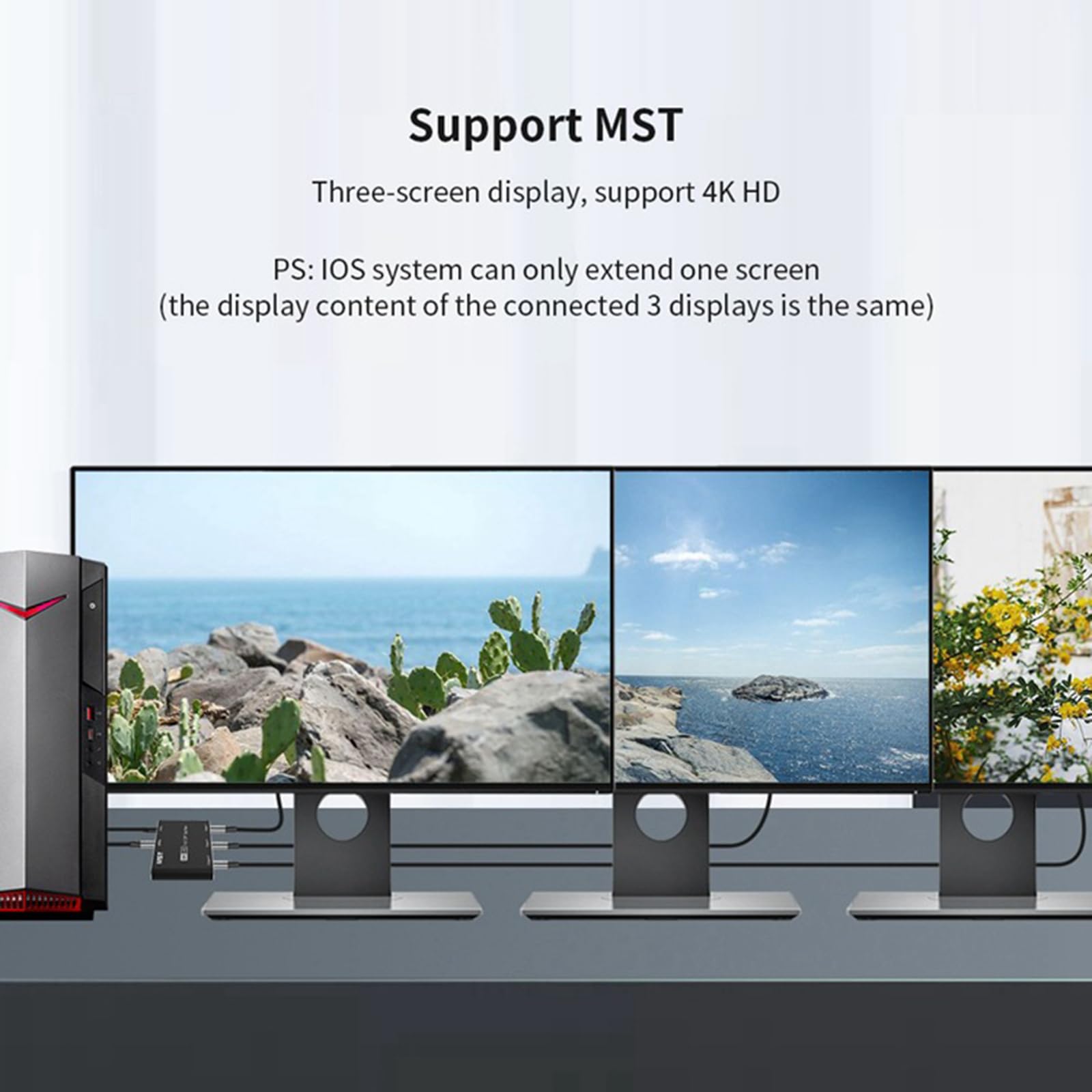 8K HDTV Splitter Switcher Uscita Direzionale 1 in 3 Out Stream Multiplo per PC Host Display a schermo diviso
