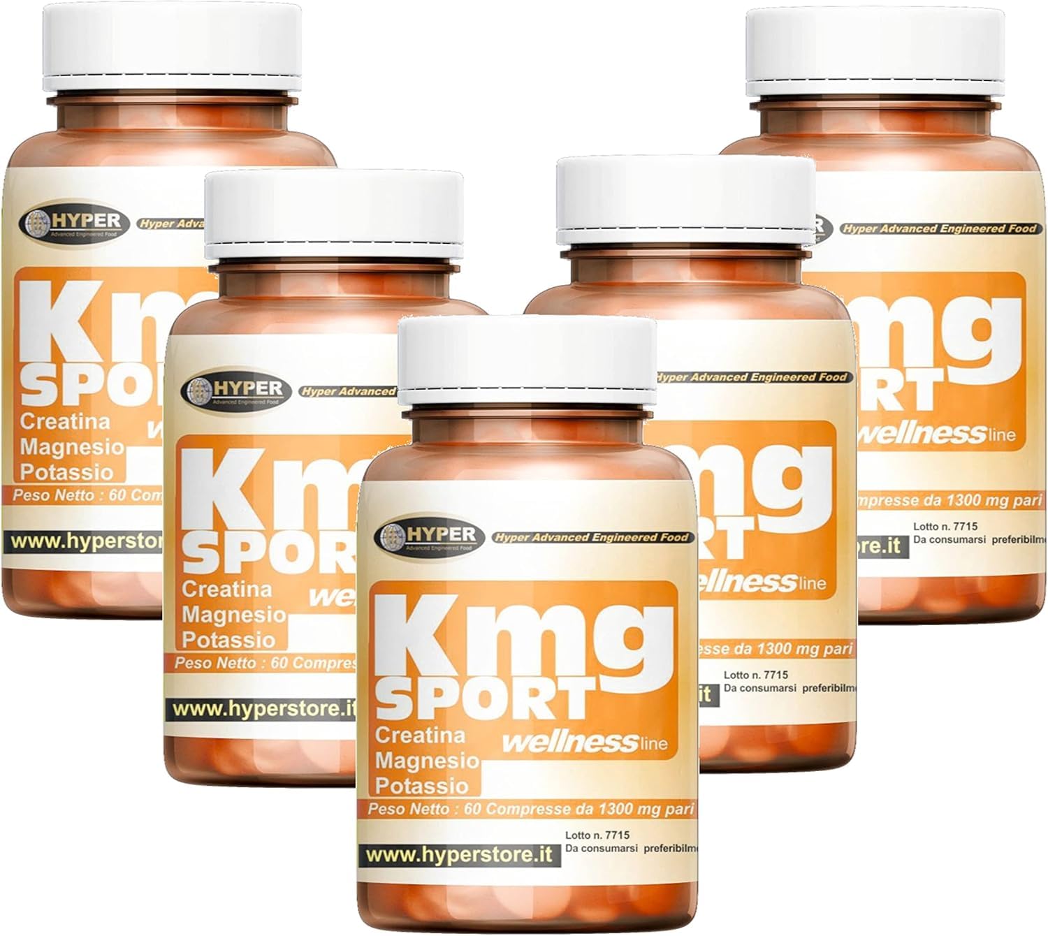 Hyper kmg Integratore Sport 5 x 60 Cpr - Integratori Stanchezza con Creatina, Magnesio e Potassio - Integratore Palestra Energetico Combatte Stanchezza ed Affaticamento - Made in Italy