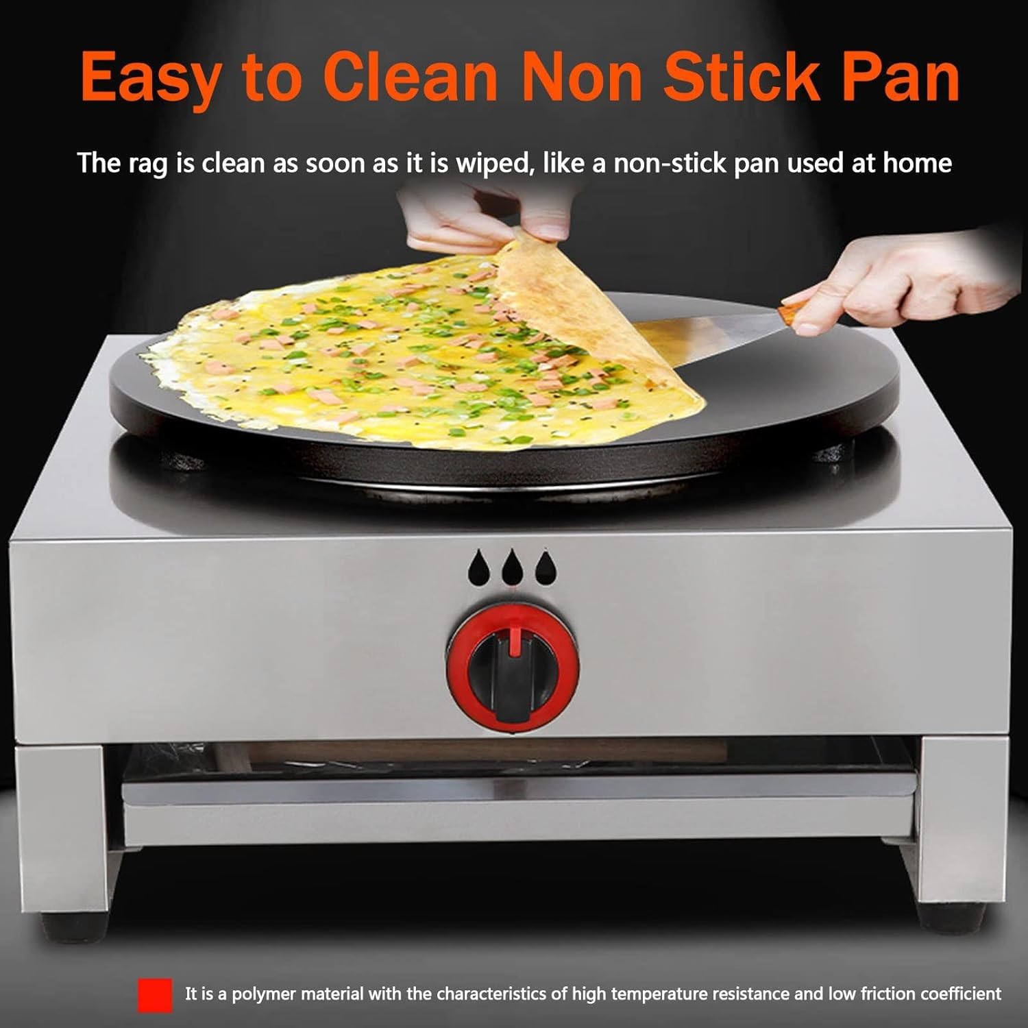 Commercial Crepe Maker,Pancake & Crepe Maker with 40cm Cast Iron Plates,Professional Crepe Griddle Machine for Making Crepes,Pancakes,Eggs,Omelets,Burgers,