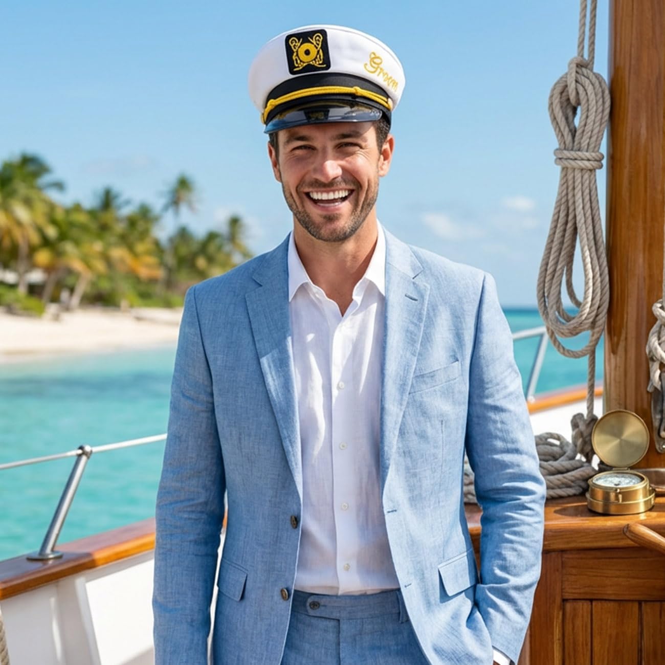 Tbay Bachelor Party Groom Captain Hat - Groom to Be Nautical Bachelor Hat for Funny Boats n' Hoes Accessory Wedding Bridal Shower - Image 4