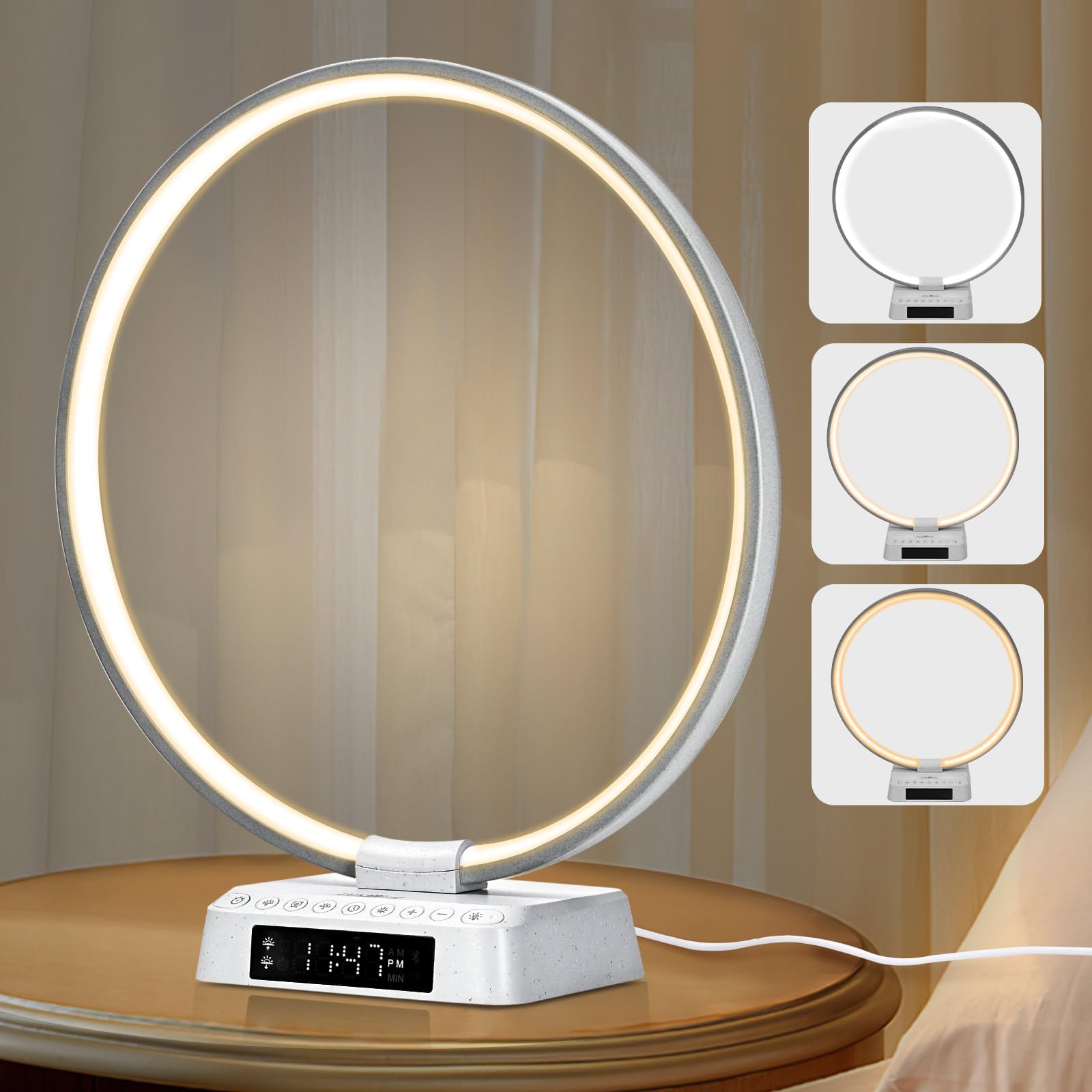 Amazon.com: RETEYUNG Bedside Lamps,Sunrise Dual Alarm Clock for Heavy ...