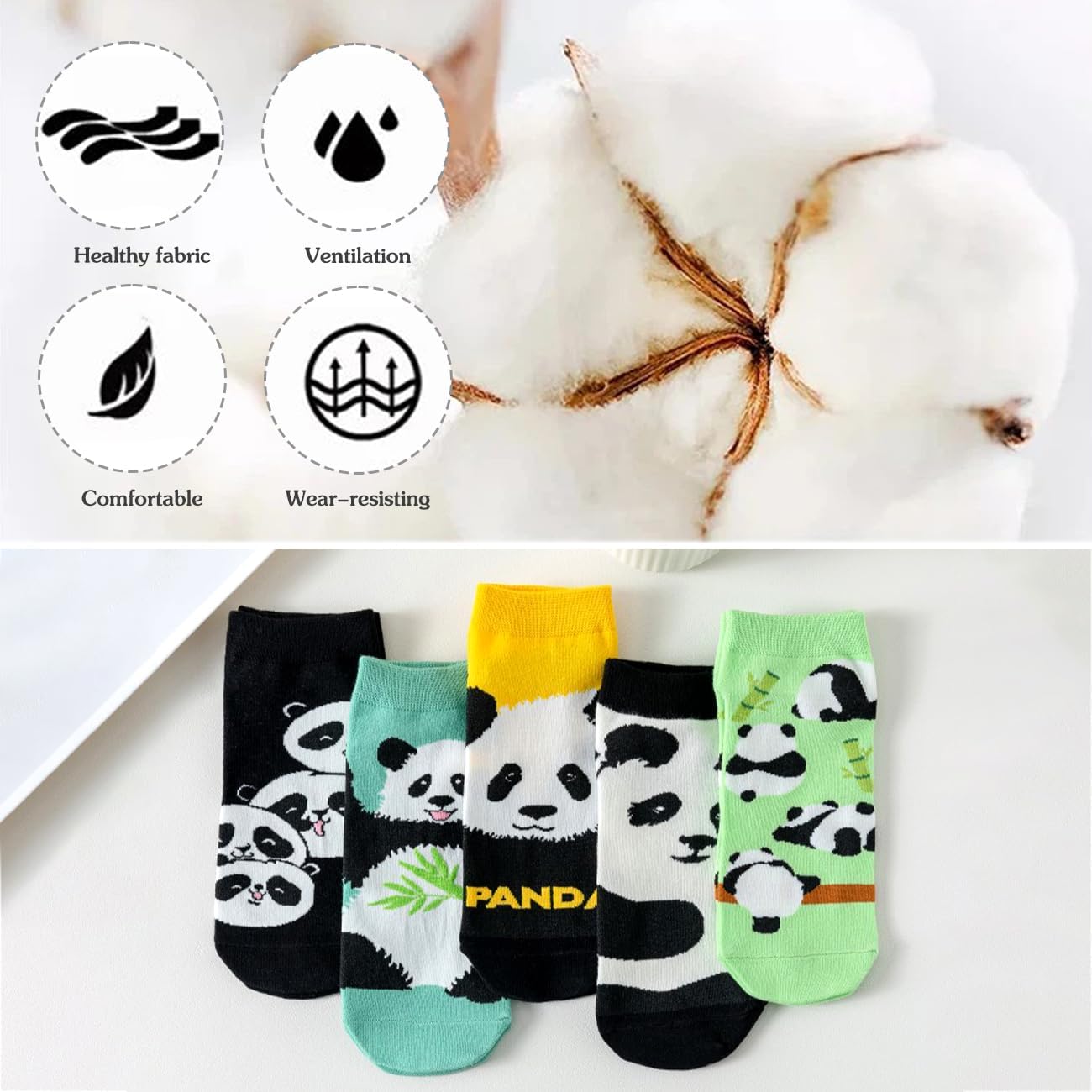 Women Ankle Socks 5 Pairs Cotton No Show Sock Cute Low Cut Socks - Image 6
