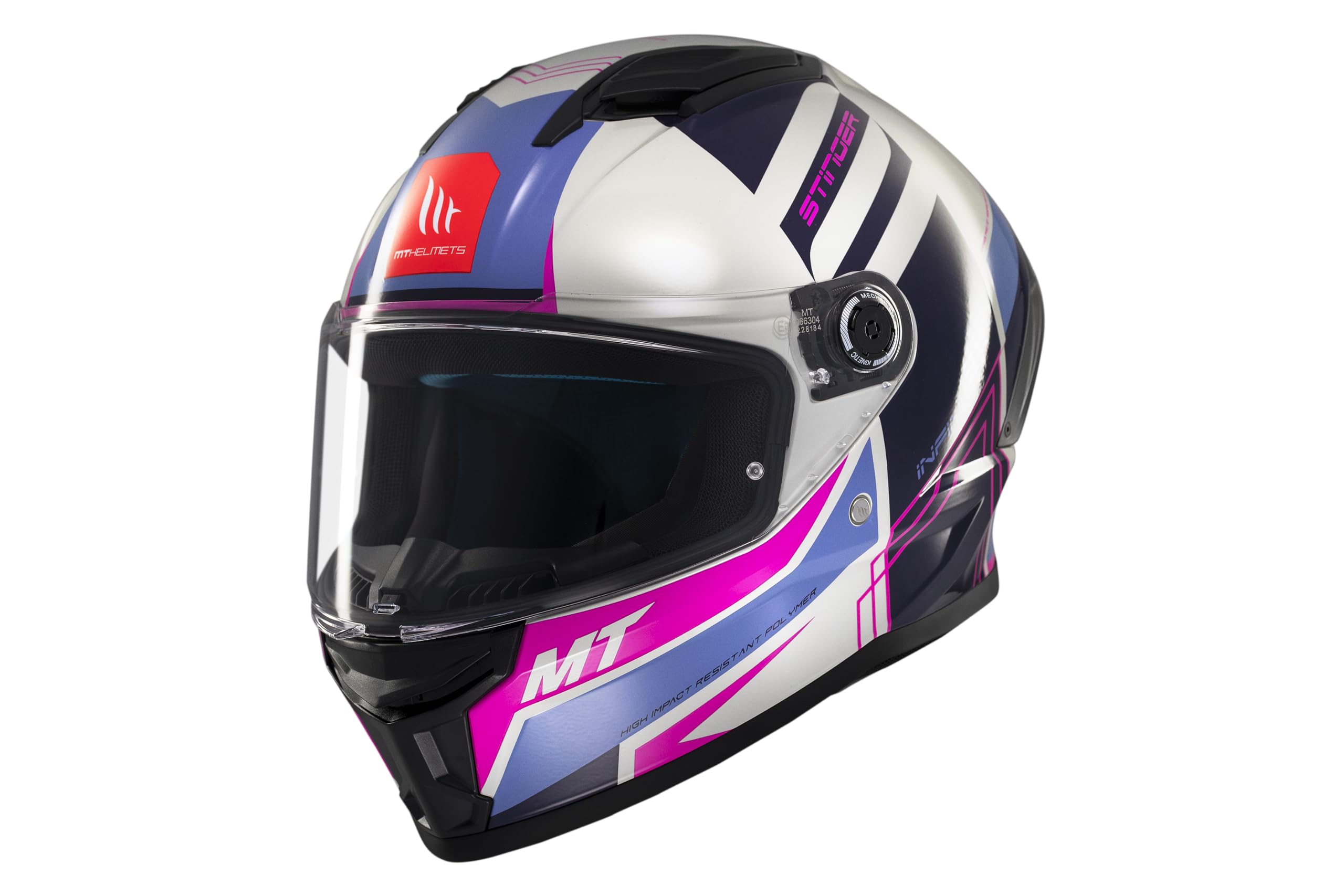 MT Helmets Stinger 2 – Casco Moto Integral Deportivo con Pantalla Antivaho Compatible con Pinlock, Visor Solar Full Vision, Interior Lavable y Calota HIRP | Homologado ECE 22.06 & DOT