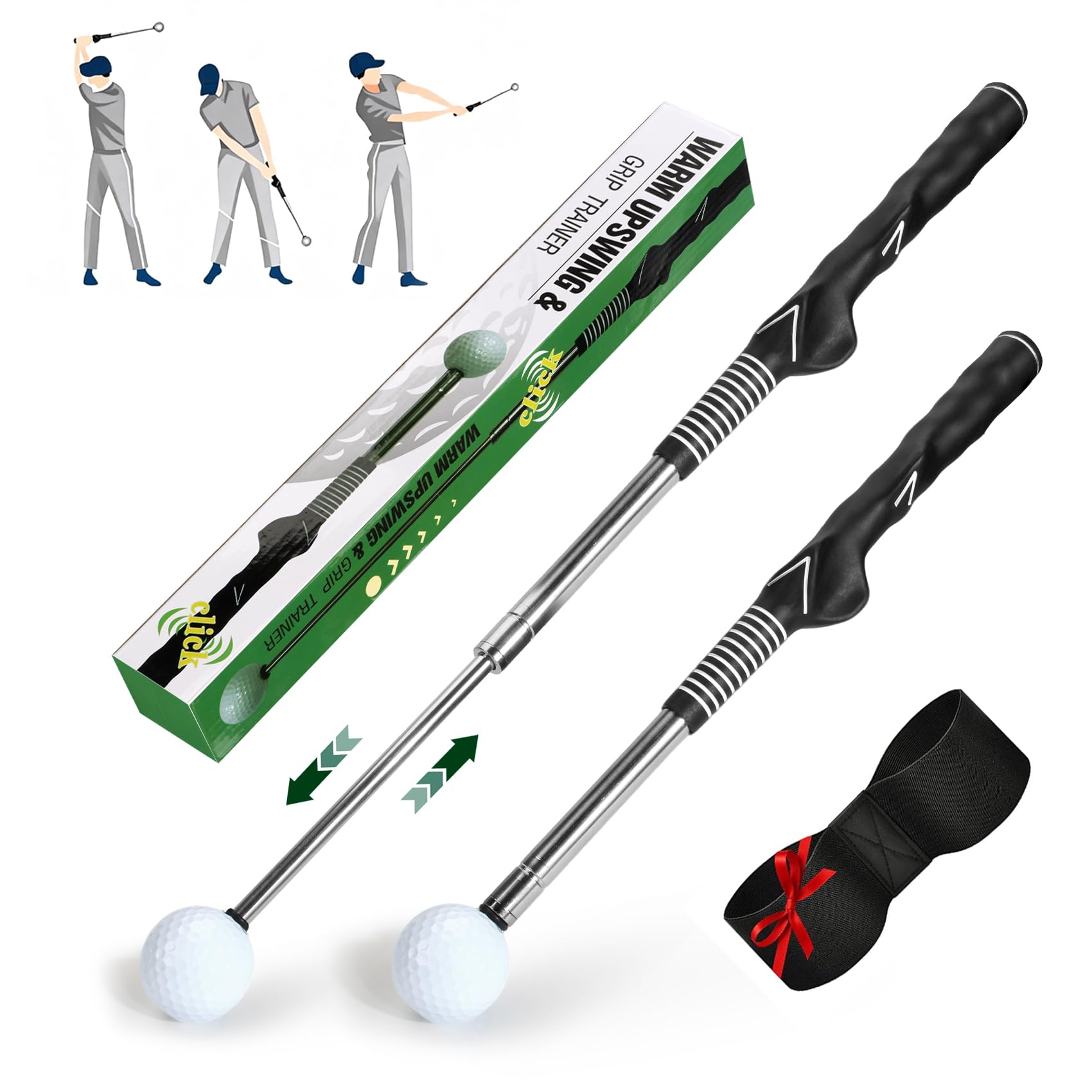 Retractable Golf Swing Trainer Portable Golf Grip Training Aid for Right-Handed Golfers Warm-Up Stick for Indoor Outdoor Practice