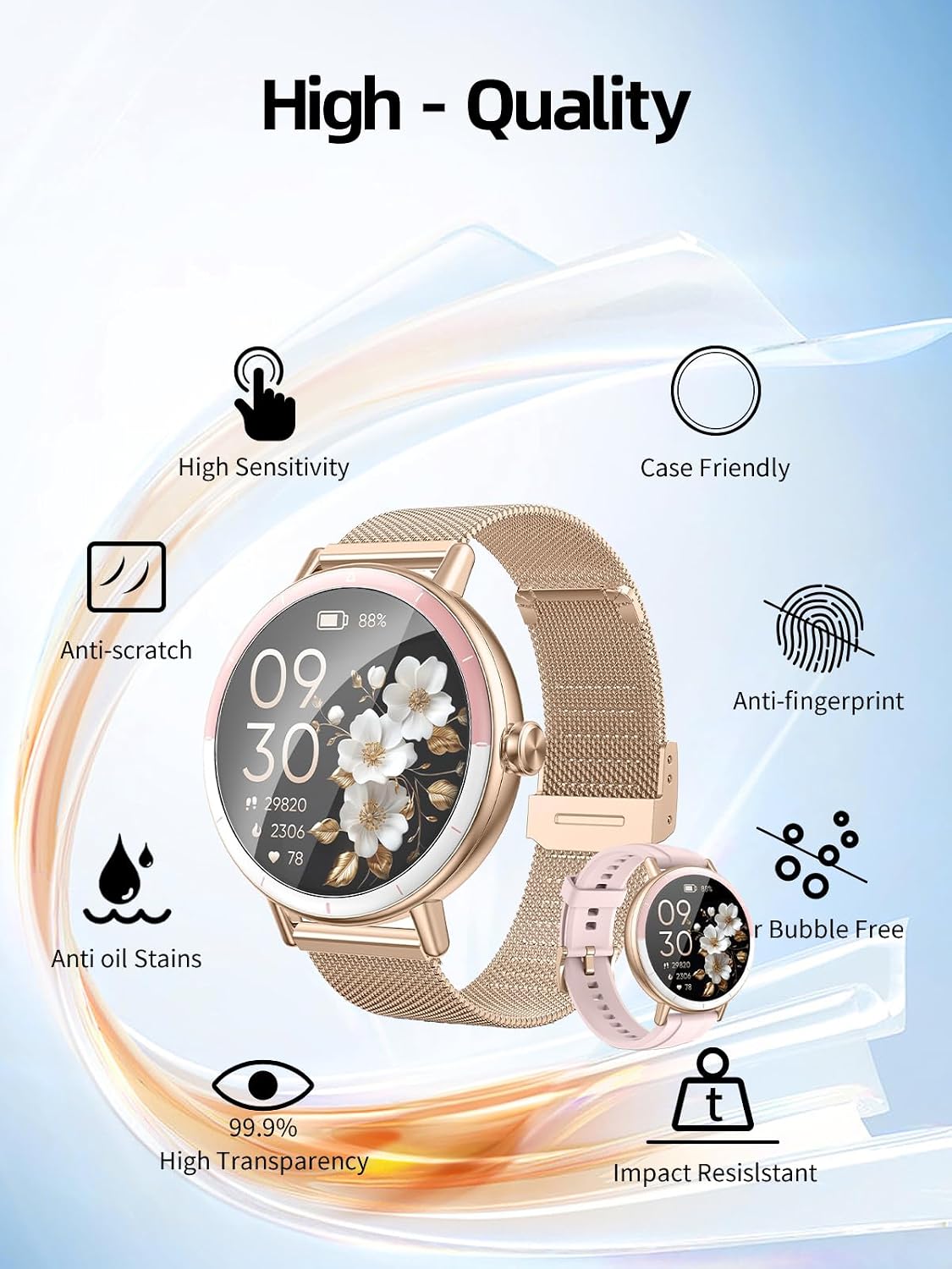 [6 Pack] for KEEPONFIT DR05 1.27 Inch Smart Watch Screen Protector, Clear TPU Soft Film Compatible with KEEPONFIT DR05 Smartwatch,Anti-Scratch Ultra-Thin