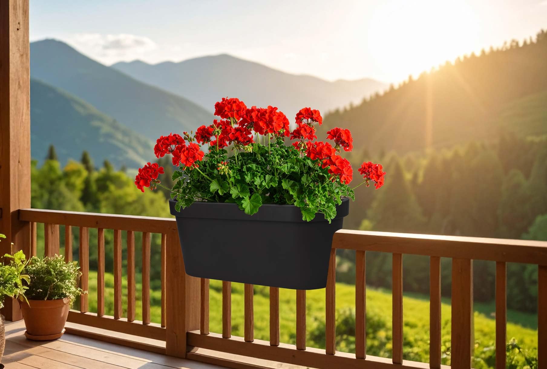 Balkonkasten für Geländer in Anthrazit Blumenkasten Blumentopf Pflanztopf Blumenkübel Geländertopf (60 x 26 cm)