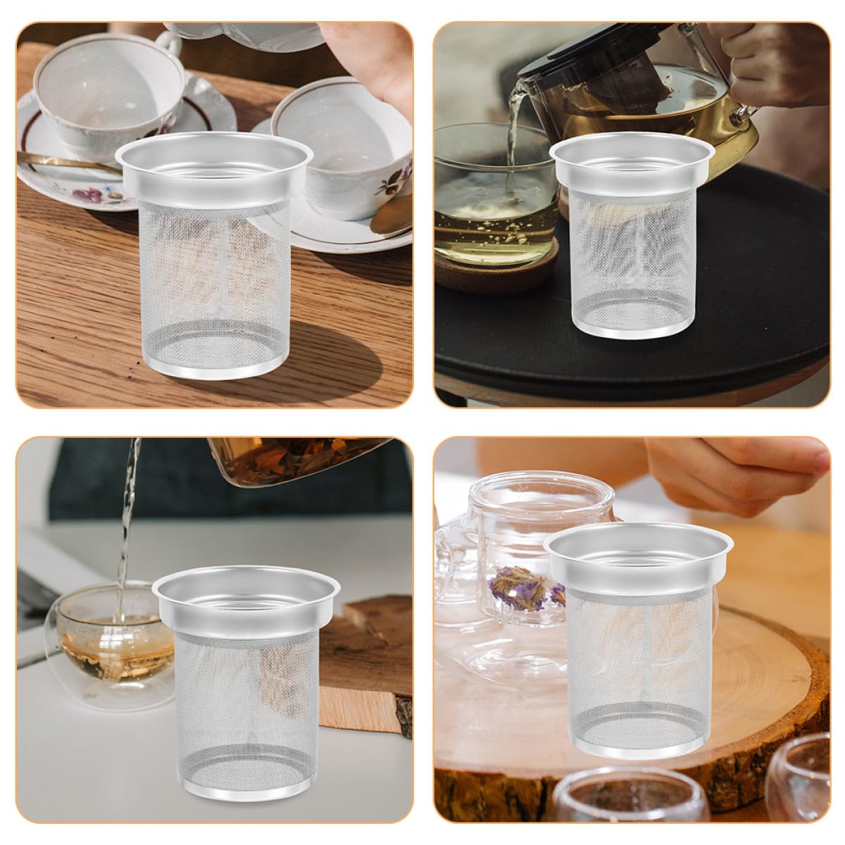 OSALADI Teefilter Teesieb Edelstahl für Teekanne Metall Ersatzsieb für Losen Tee 7,4 X 6,7 X 7,8cm für Haushalt und Teegenuss