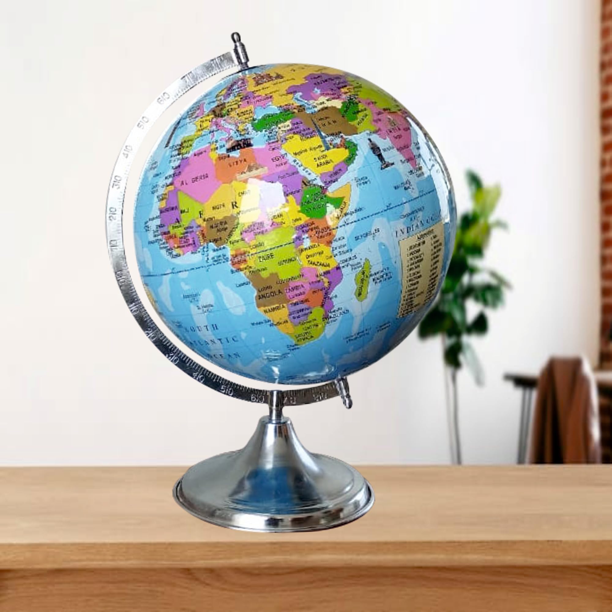 GLOBE DADDY Rotating 12 Inch World Globe with Metal Arc and Stand for Show pieces for Home Décor, Office Decor and Decorations items,Study Table decor Items, Birthday, Party Gifts and Aniversary.( Monument Included) 2
