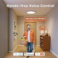 Vista 2 de 1 Pack Smart RGB Ceiling Light with Remote, 24W 2400LM, 12 Inch LED Flush Mount Ceiling Light Works with Alexa Google Home, Dimmable&2700K-6500K