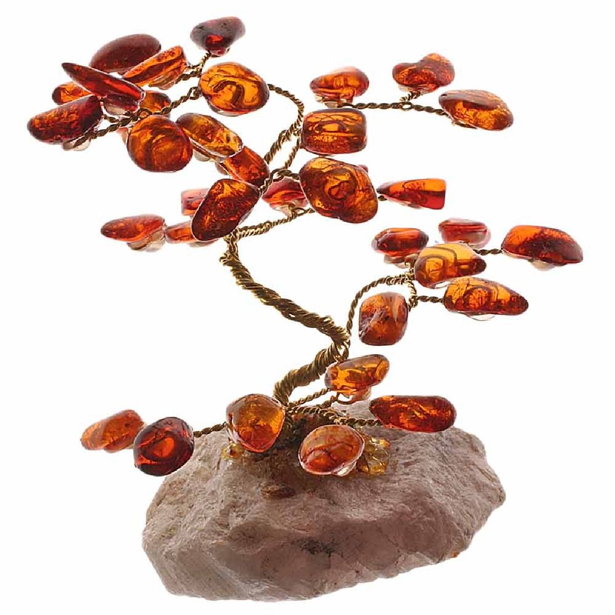 Damen- Deko Bernstein-Bäumchen mit 36 Bernsteinblättchen cognacfarben 111698B003930