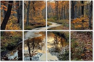 Acoustical Soundproof Wall Panels Campion Autumn River Scene Tranquil Sunset Picture Self-Adhesive Art Acoustic Panels Reduce Room Echo Reverberation Acoustic Treatment Wall Decor