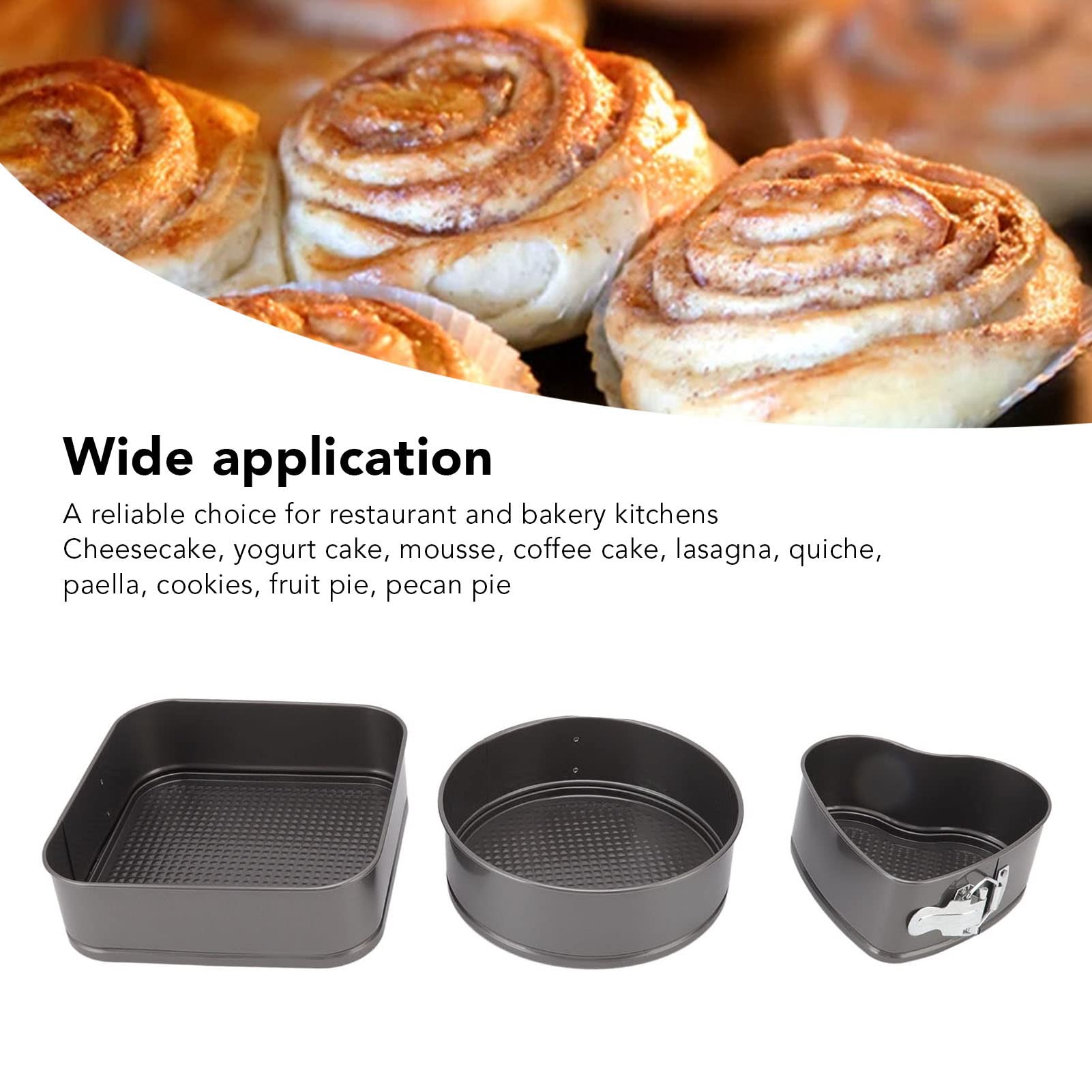 NDNCZDHC Springform Cake Mold Set, 3Pcs Steel Double Layer Cheesecake Mold, Round Heart Square Shape Cake Mold for Pizza Smash Mousse(20/22/24)