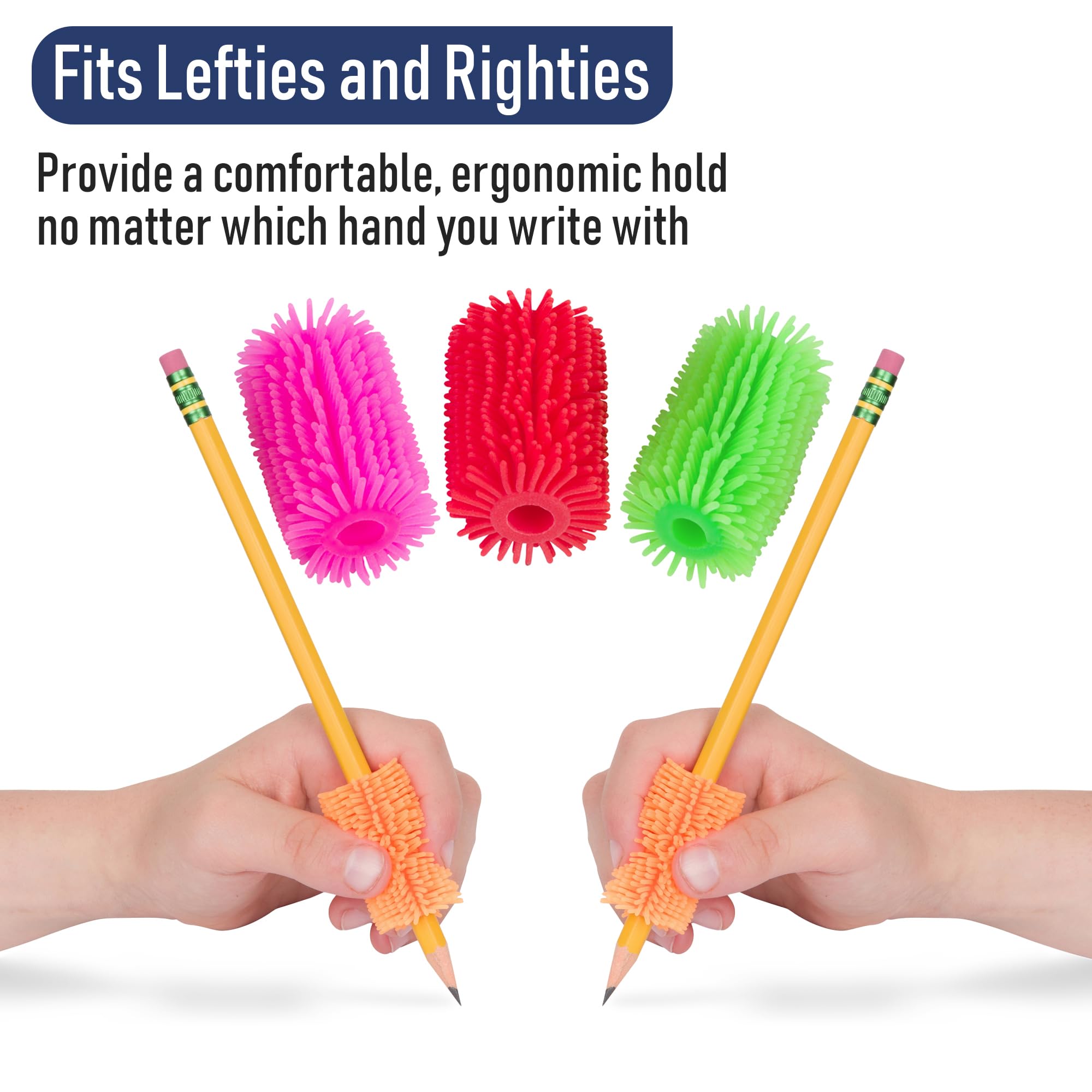 The Classics Bleistiftgriff, ergonomische Schreibhilfe für Rechts- und Linkshänder, bequemer Bleistiftgreifer, verschiedene Farben, 6 Stück