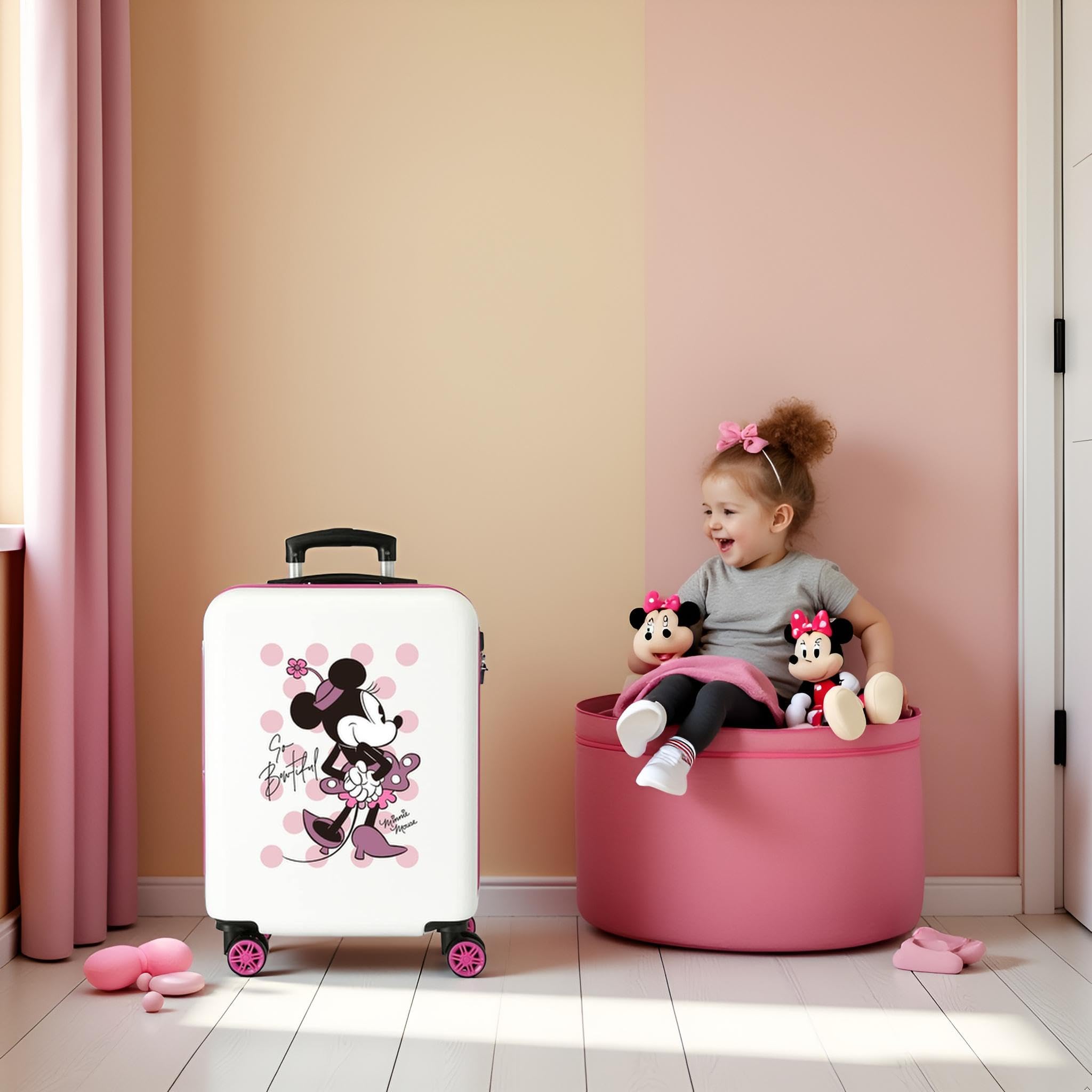 Disney Mickey All Smile Valise Cabine Multicolore 38x55x20 cm Rigide ABS Fermeture à Combinaison Latérale 35L 2 kg 4 Doubles Roues Bagage à Main