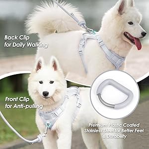 Sunraymascota No Pull Dog Harness, Puppy Vest with Front Clip for Small Medium Large Sized Dog(Light Blue,L)