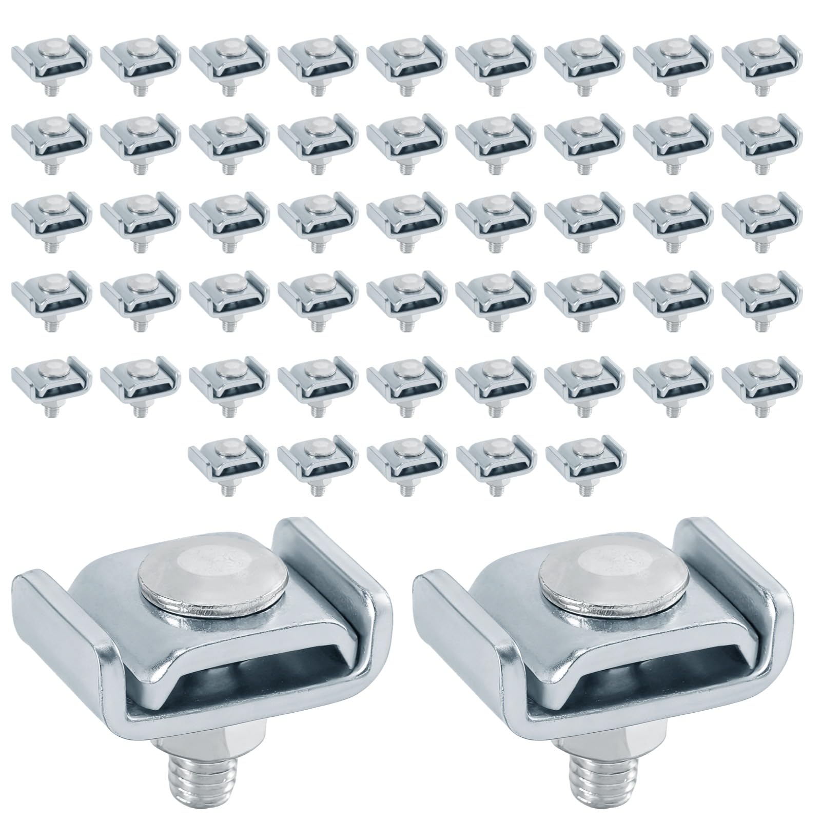 Kit di accoppiatori per cavi in rete metallica, clip da parete in acciaio zincato, morsetti per giunti da 2,9 x 2,3 cm, spessore 0,3 cm, connessione a bullone per vassoio cavi a rete metallica
