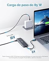 Vista 3 de Anker Hub USB C, divisor USBC a HDMI 5 en 1 con pantalla 4K, 1 puerto USB-C de 5 Gbps alimentado y 2 puertos de datos USB-A 3.0 de 5 Gbps