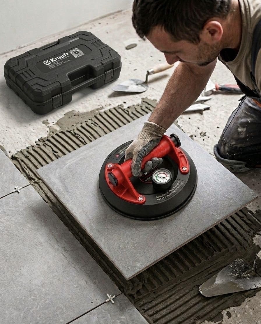 Ventosa per piastrelle e vetro, portata massima 220 kg / 480lbs/480 kg, per lastre, arenaria in ceramica e parabrezza, ventosa industriale per finestre, vetro, piastrelle, granito, utensili con
