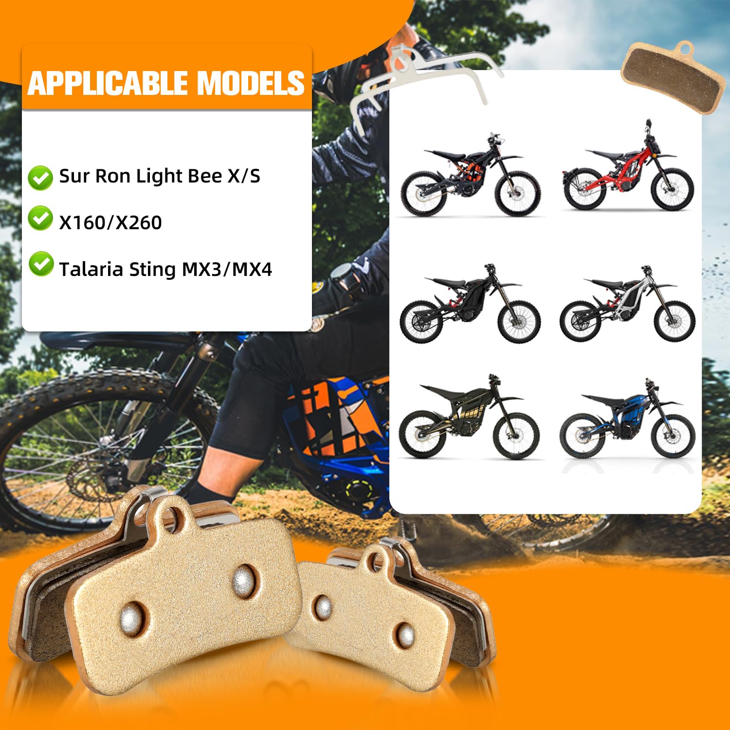 2 Paires de Plaquettes de Frein Moto,pour Sur-Ron Light Bee TALARIA STING | Plaquettes de Frein Moto pour Vélo Electrique Sur Ron