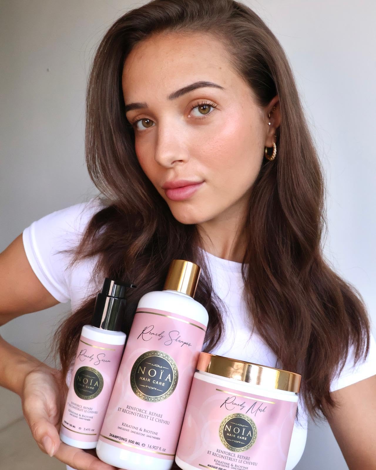 NOÏA HAIR – Coffret Prestige REMEDY – Shampoing 500 ml + Masque 500 ml + Sérum 100 ml – Kératine & Biotine – Réparation & Anti-Casse – Cheveux Abîmés & Fragilisés