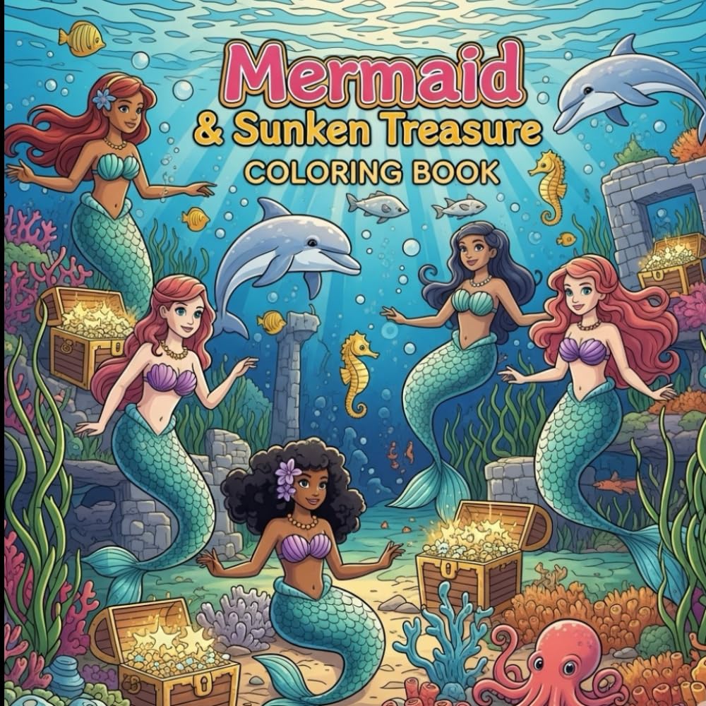 Magical Mermaid Coloring Book: Enchanting Ocean Adventures for Kids and Adults