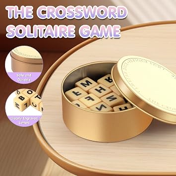 Travel Scrabble Board Game UK,Qless Crossword Solitaire Dice Game,Board Game,Spelling Toys,Fun Word Combination Games,Portable Scrab-ble Game Toy,12 Dice Letters Set for Travel Camping Games
