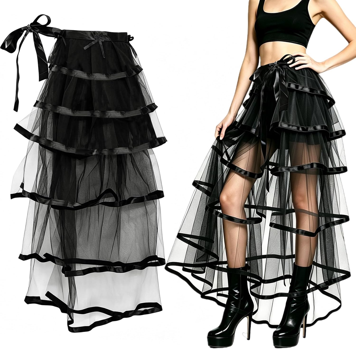 Victorian Tulle Bustle Skirt,Halloween Steampunk Tie on Bustle Skirt