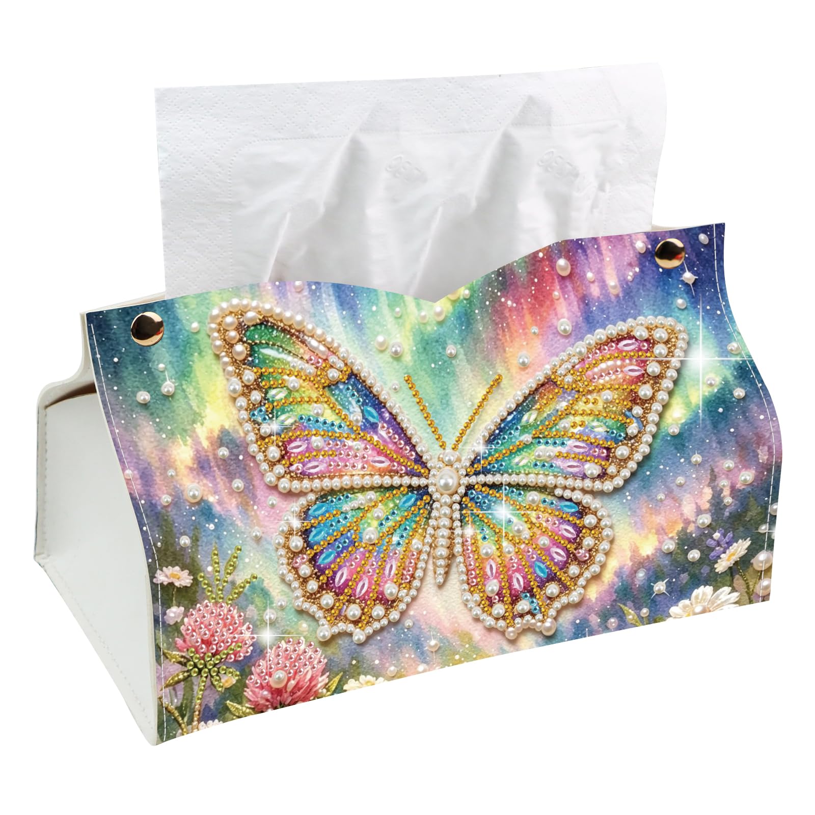 PoetryDraw DIY Diamond Dot PU Tissue Box Cover Napkin Holder 25cm (Galaxy