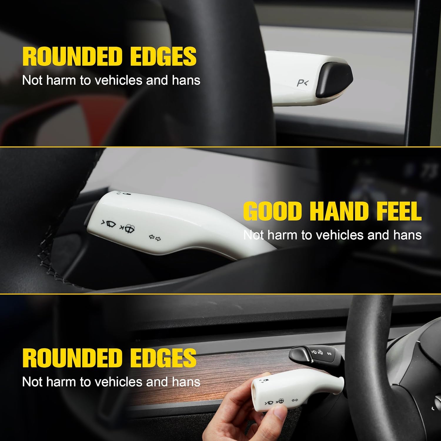 White Carbon Fiber Steering Wheel Trim & Gear Shift Cover for Tesla Model 3 (2021-2023) and Model Y (2019-2024)