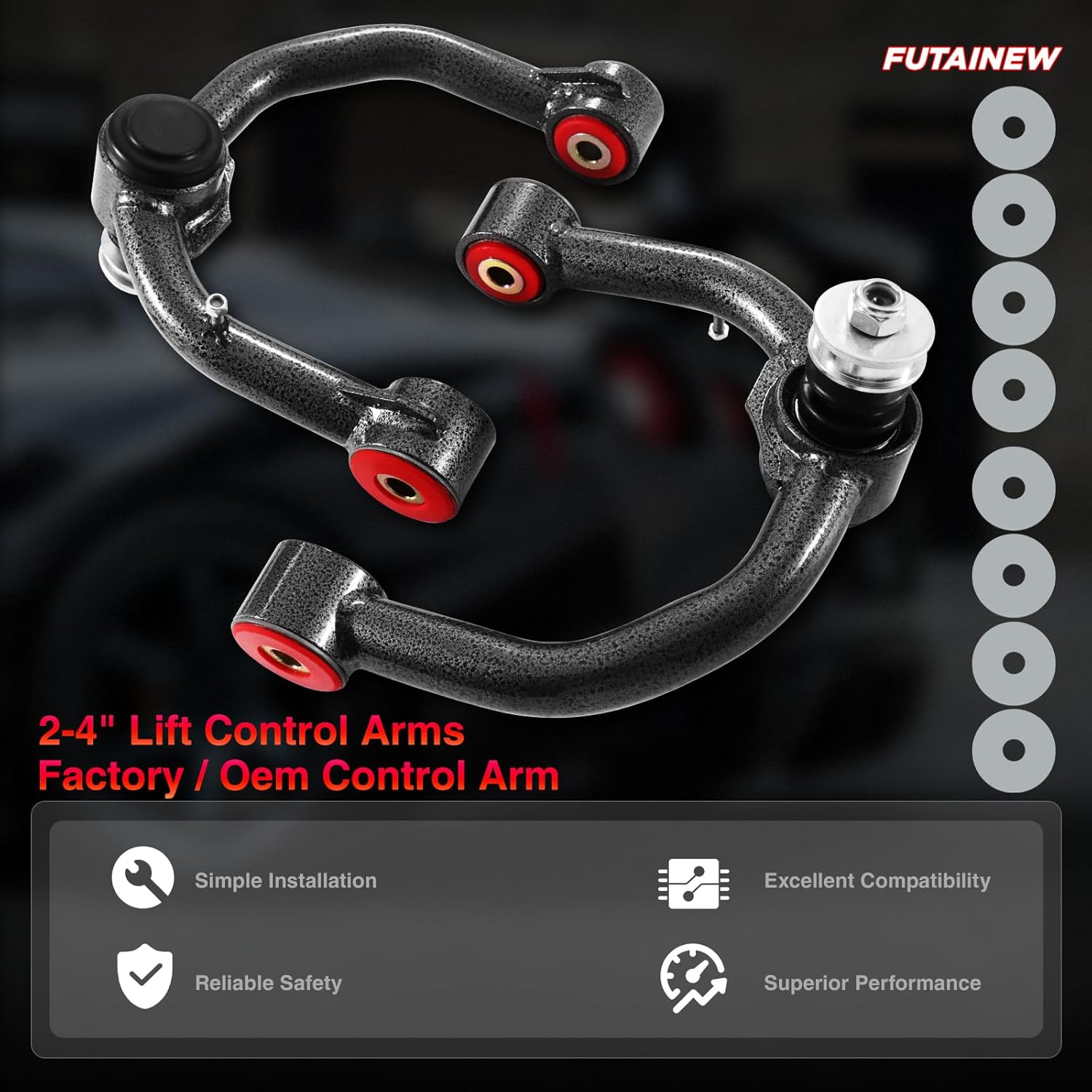 Front Upper Control Arms 2-4" Lift for Toyota 4Runner 1995-2002, Tacoma 1995-2004, Suspension OEM Factory Replacement Part