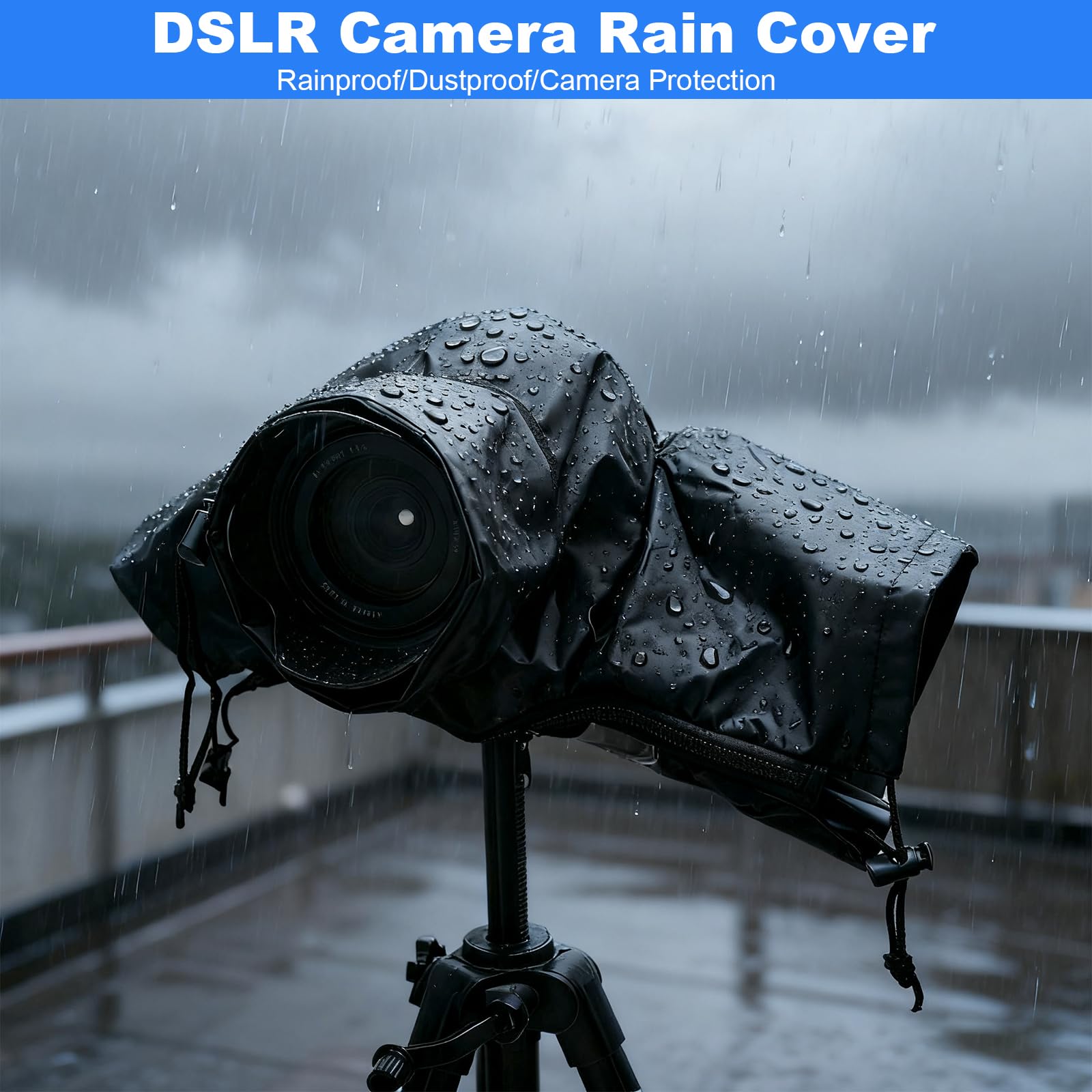 Housse de pluie imperméable pour appareil photo reflex numérique avec fenêtre transparente