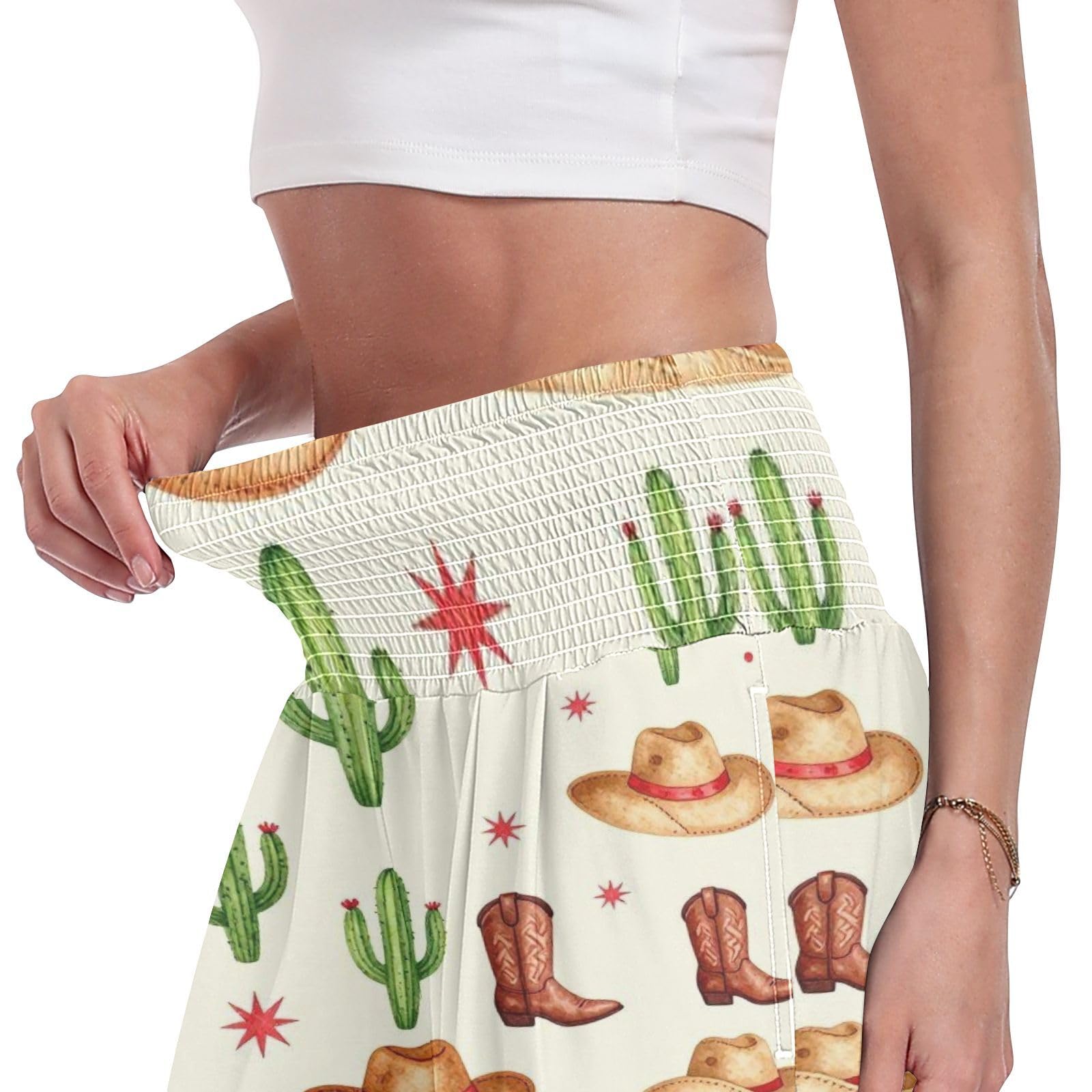 Western Prints - Pantalones largos casuales para mujer, ligeros, con tacto modal