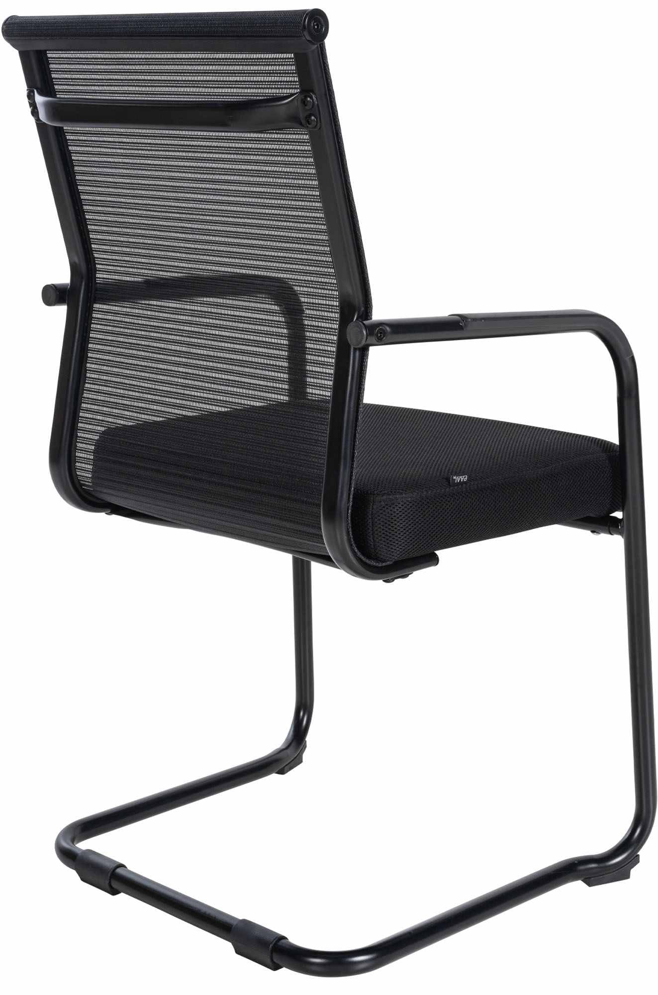 CLP Lot de 2 chaises Visiteur Denny avec Rembourrage et résille I Piétement Luge avec Structure métallique et accoudoirs, Couleur:Noir