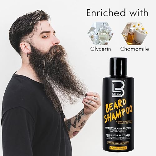 Miniatura 4 de L3 Champú para barba Level 3 - Limpia y nutre tu vello facial - Suaviza y doma las barbas encrespadas