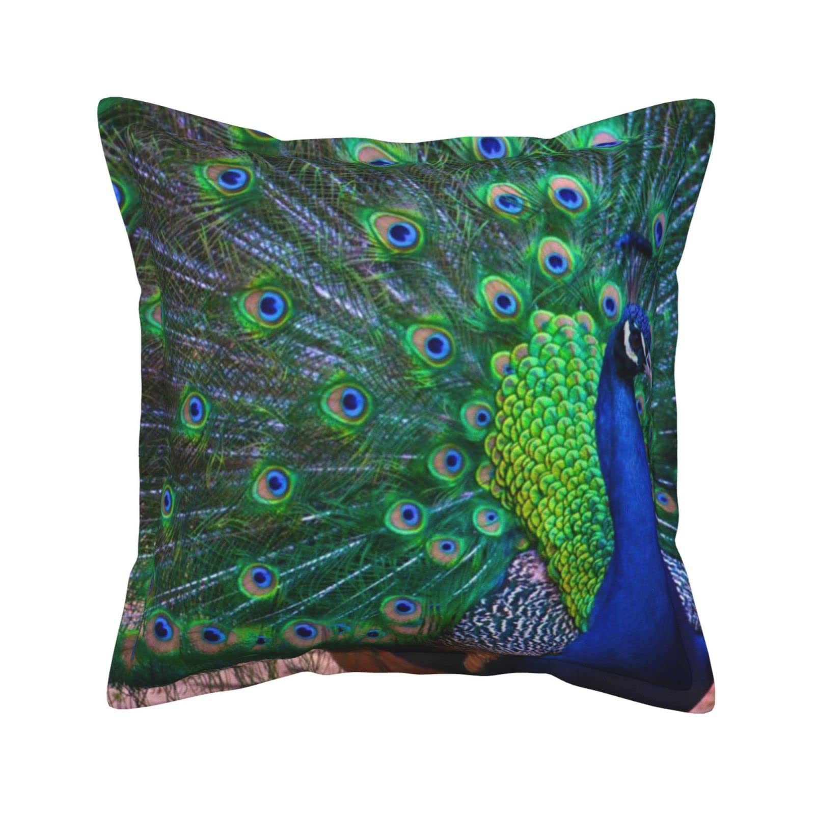 Housse de coussin en cuir luxe paon 45x45 pour un salon raffiné