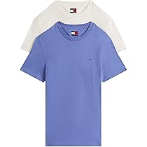 Tommy Jeans Uomo T-Shirt Maniche Corte Confezione da 2 Xslim Jersey in Cotone, Multicolore (Ancient White, Soft Sapphire), M