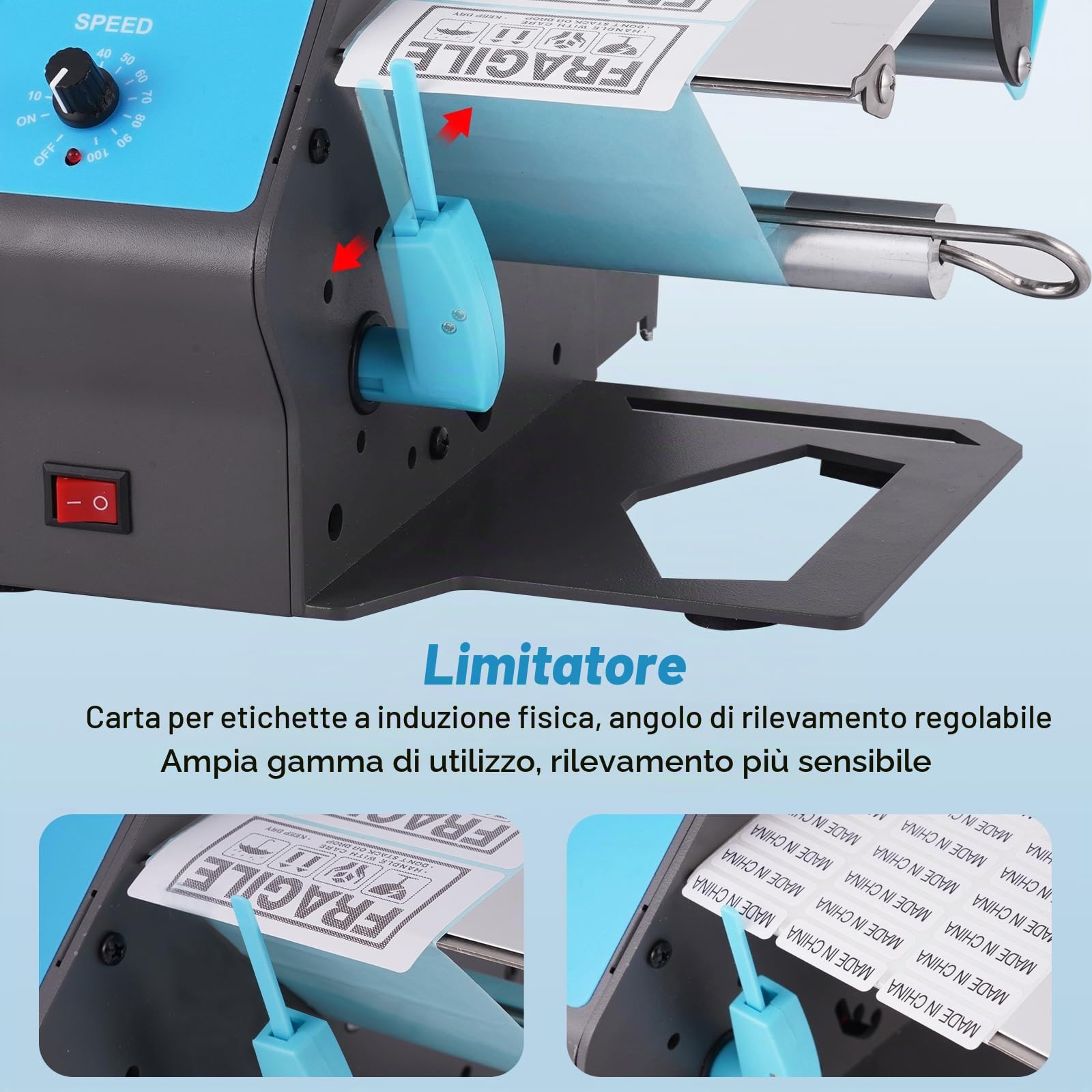 YUCHENGTECH Dispenser Etichette Trasparenti Automatico 10 pollici/s | Dispenser Etichette Adesive Elettrico Larghezza 5-120 mm Longueur Supérieure à 5 mm per Etichette Autoadesive e Trasparenti