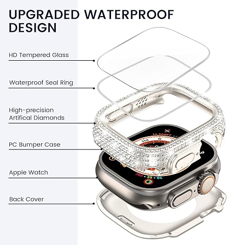 Vista 109 de Tensea Funda protectora de pantalla impermeable para Apple Watch 2 en 1 de 1.575 pulgadas SE 3ª/SE 2ª generación, accesorios SE/Series 6/5/4