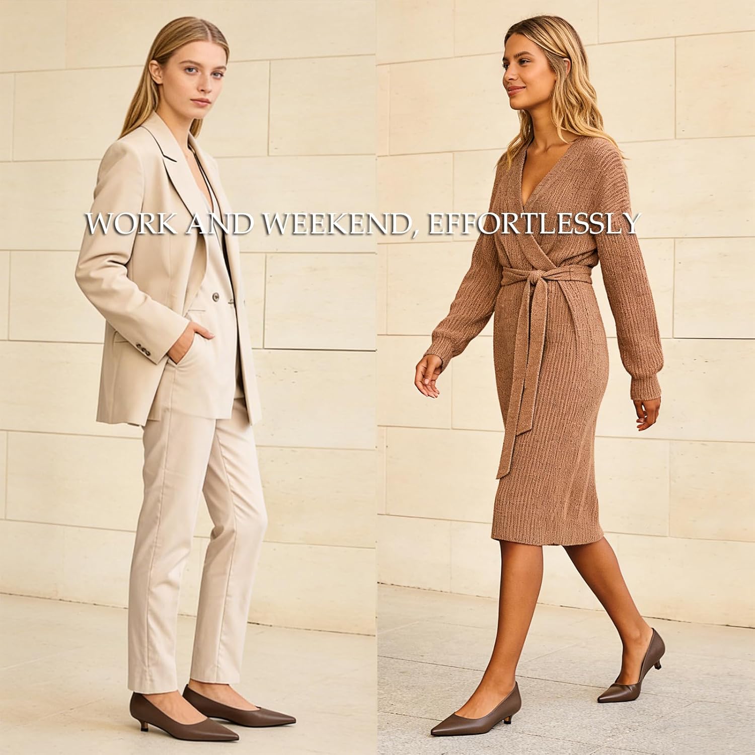 KUOARN Kitten Heels for Women 1.5 Inch Low Heel Pointed Toe Pumps,Closed Toe Comfortable Dress Shoes for Wedding, Work, Office & Party - Image 3