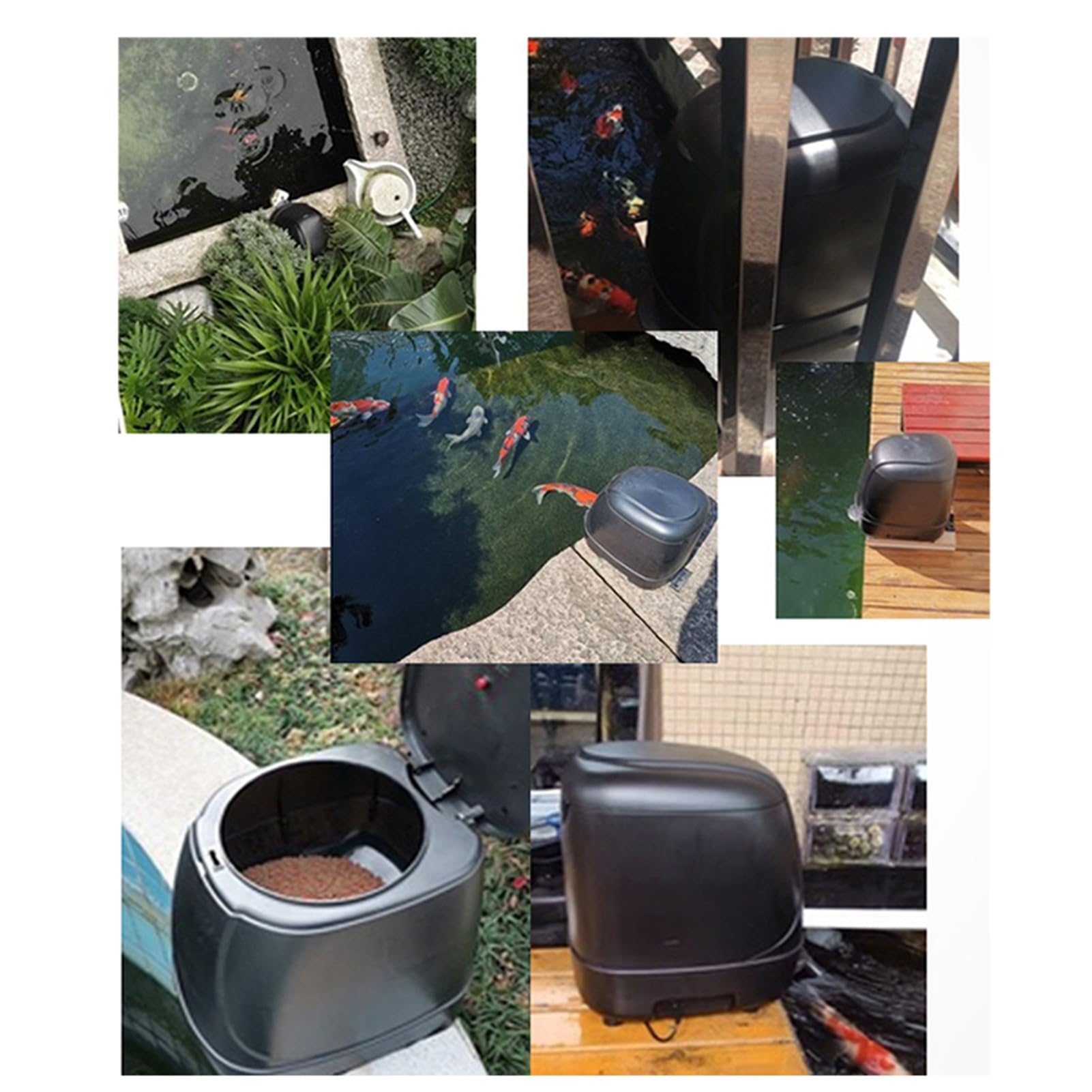 Naroote Mangiatoia Automatica per Pesci da Esterno, Timer da 10 Litri di Grande Capacità per Pesci da Laghetto e Acquario, Dispenser di Alimentazione Multi-Gear Intelligente