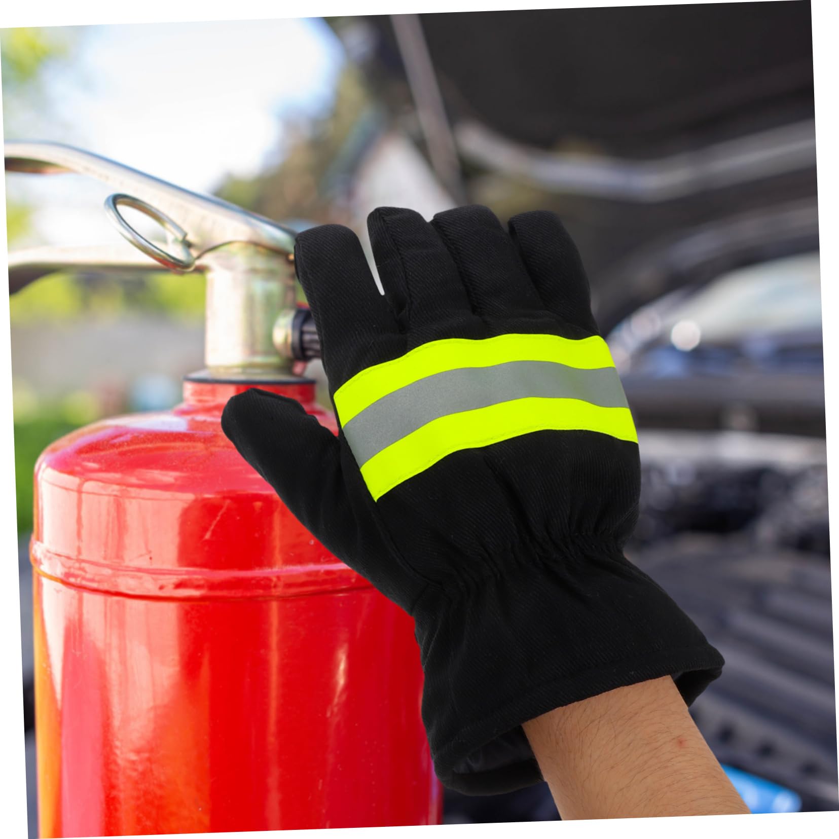 5 Pares Guantes Ignífugos Guantes De Trabajo Con Tira Reflectante De Bombero De Bombero De Trabajo Aislantes Algodón