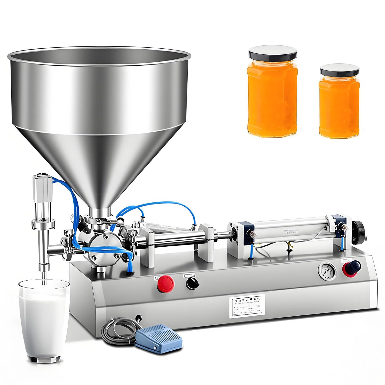 1-25 Cans/Min Single Head,Horizontal Piston Filler with Hopper 1000ML